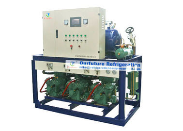Unidade do compressor da refrigeração de R404a Bitzer para o armazenamento frio do cordeiro de -18℃ com sistema de controlo do automóvel do PLC